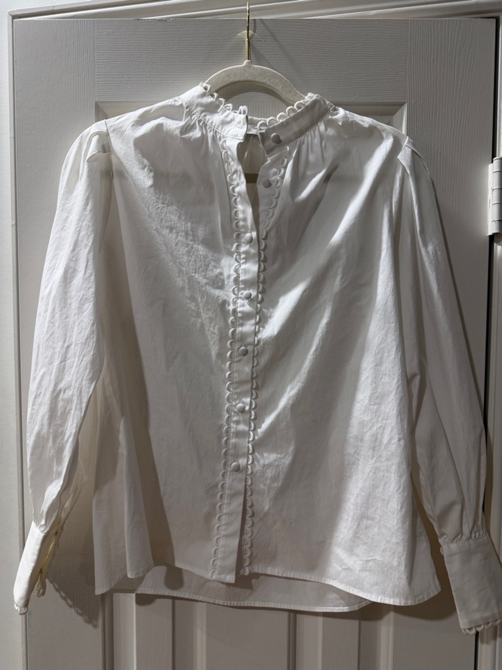 Zara White Button-Front Peasant Blouse